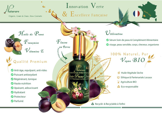 ÉLIXIR DIVIN DE PRUNE BIO – Sérum à l’Huile Végétale, Complément Alimentaire
